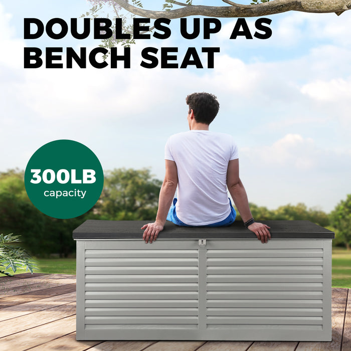 Outdoor Storage Box Container Lockable Indoor Toy Tools Shed Garden 390L