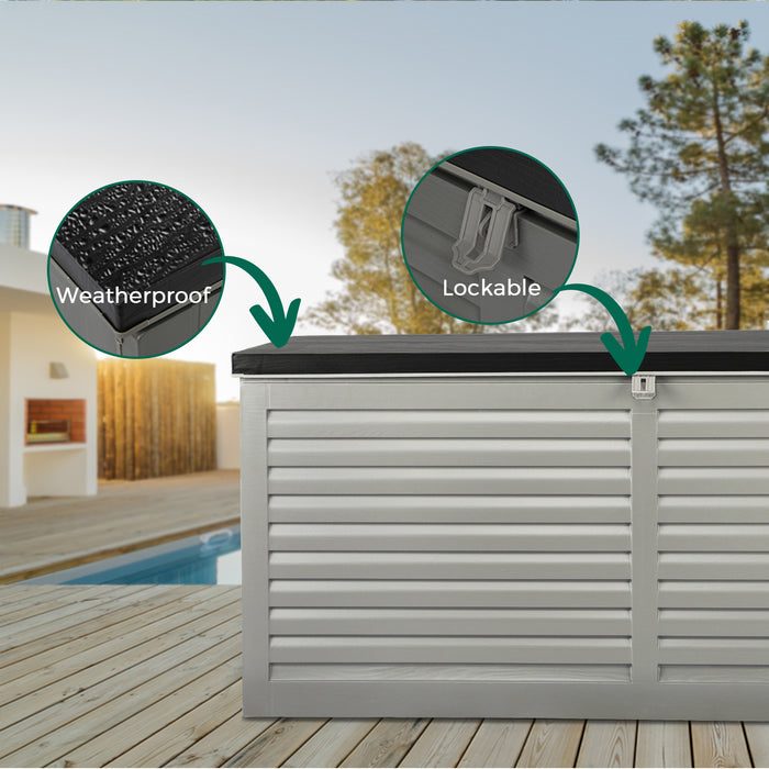 Outdoor Storage Box Container Lockable Indoor Toy Tools Shed Garden 390L