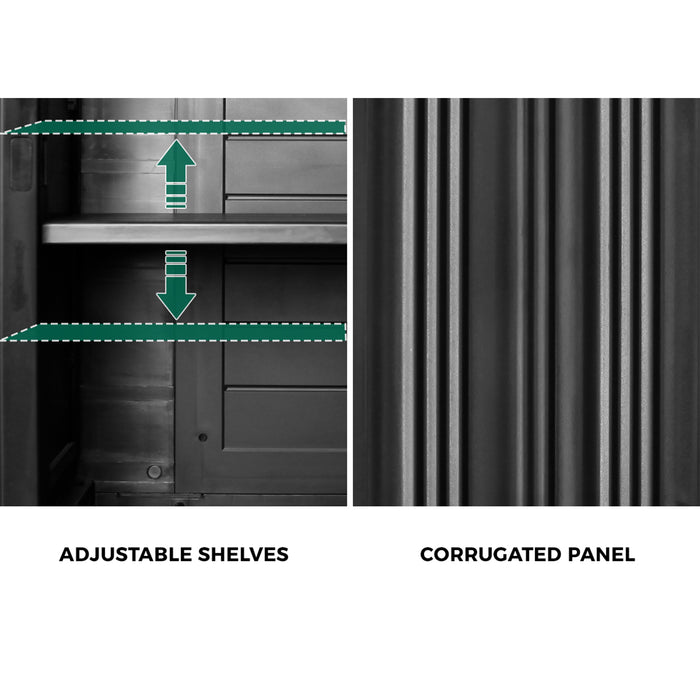 Outdoor Storage Cabinet Box Garden Cupboard Adjustable Lockable Black
