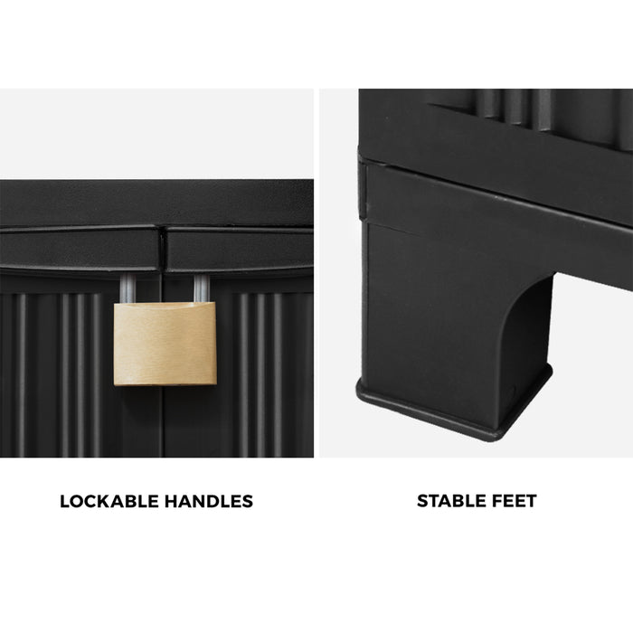 Outdoor Storage Cabinet Box Garden Cupboard Adjustable Lockable Black