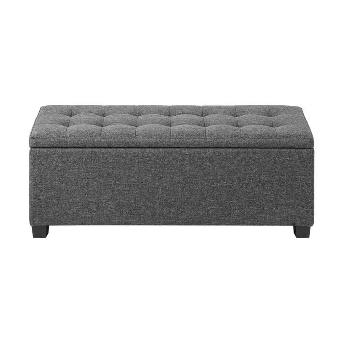 Storage Ottoman Blanket Box Faux Linen Chest Toy Foot Stool Large Grey