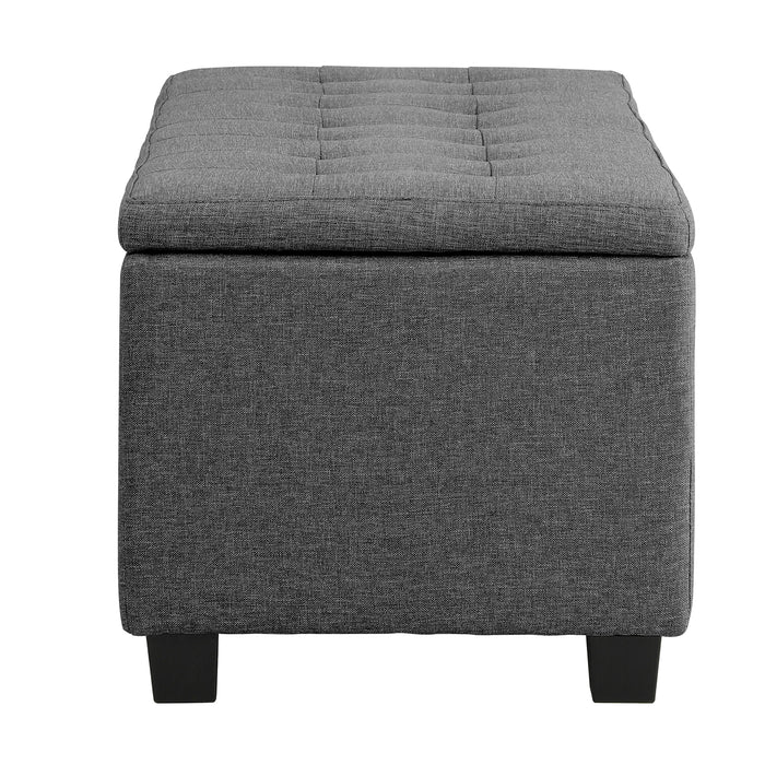 Storage Ottoman Blanket Box Faux Linen Chest Toy Foot Stool Large Grey