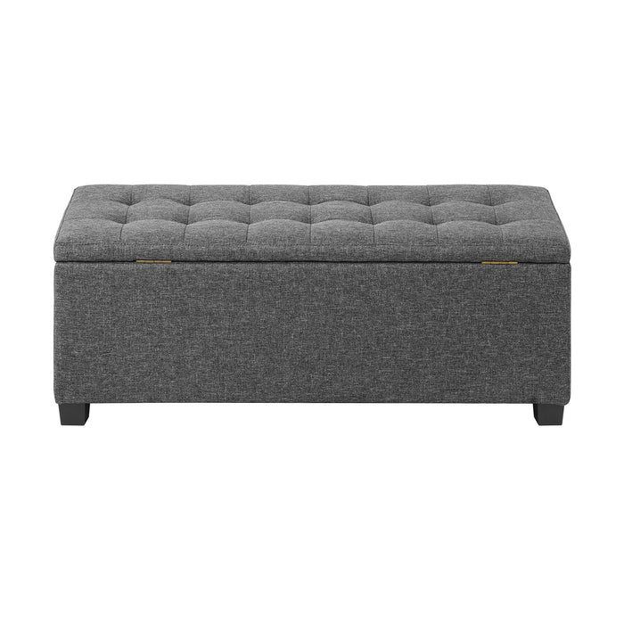 Storage Ottoman Blanket Box Faux Linen Chest Toy Foot Stool Large Grey