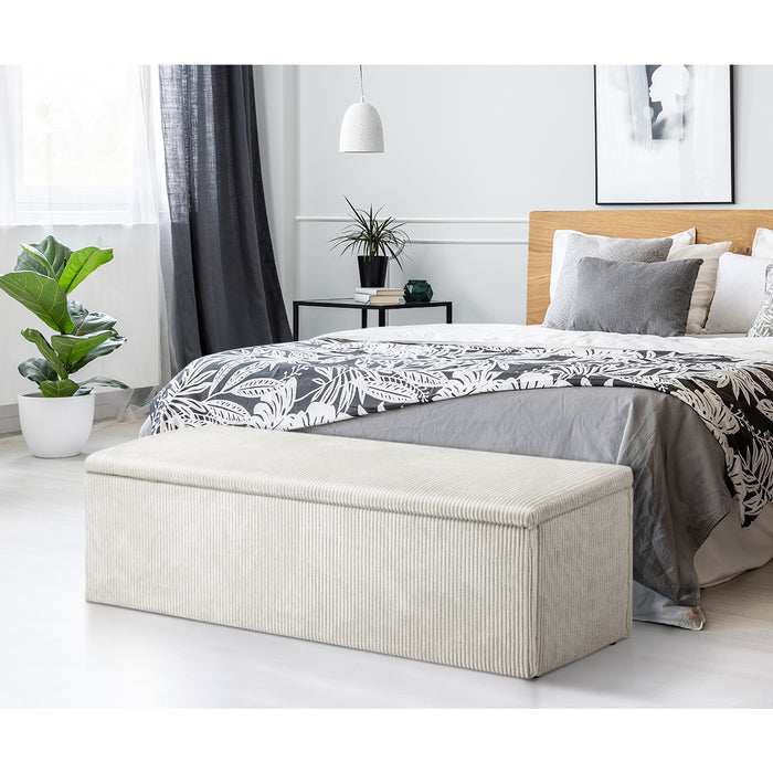 Storage Ottoman Blanket Box Foot Stool Xl Chest Toy Polyester Beige