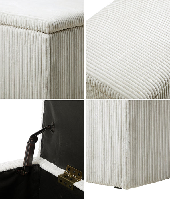 Storage Ottoman Blanket Box Foot Stool Xl Chest Toy Polyester Beige
