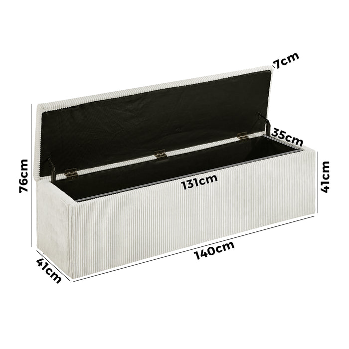 Storage Ottoman Blanket Box Foot Stool Xl Chest Toy Polyester Beige