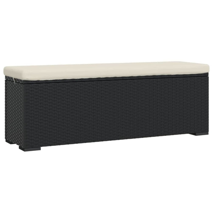 Ottoman Bench with Cushion Black 110x30x40 Cm Poly Rattan