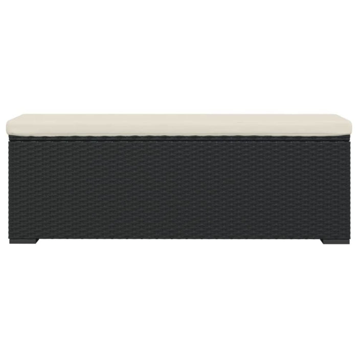 Ottoman Bench with Cushion Black 110x30x40 Cm Poly Rattan