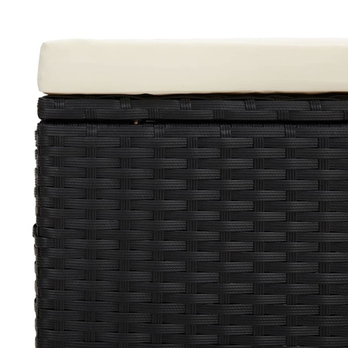 Ottoman with Cushion Black 40x30x40 Cm Poly Rattan Toktkx