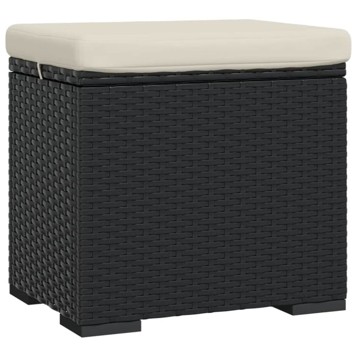 Ottoman with Cushion Black 40x30x40 Cm Poly Rattan Toktkx
