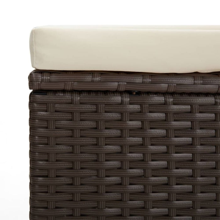 Ottoman with Cushion Brown 40x30x40 Cm Poly Rattan Toktkt
