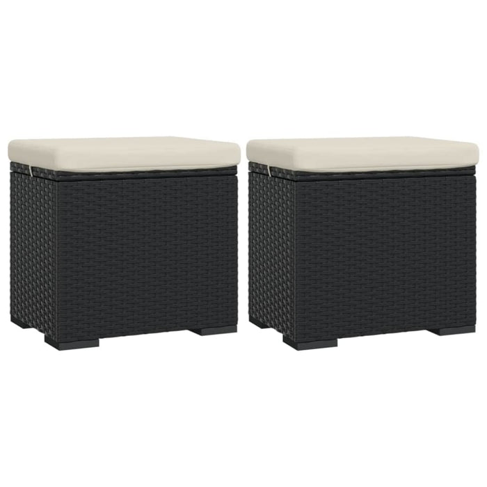 Ottomans with Cushions 2 Pcs Black 40x30x40 Cm Poly Rattan