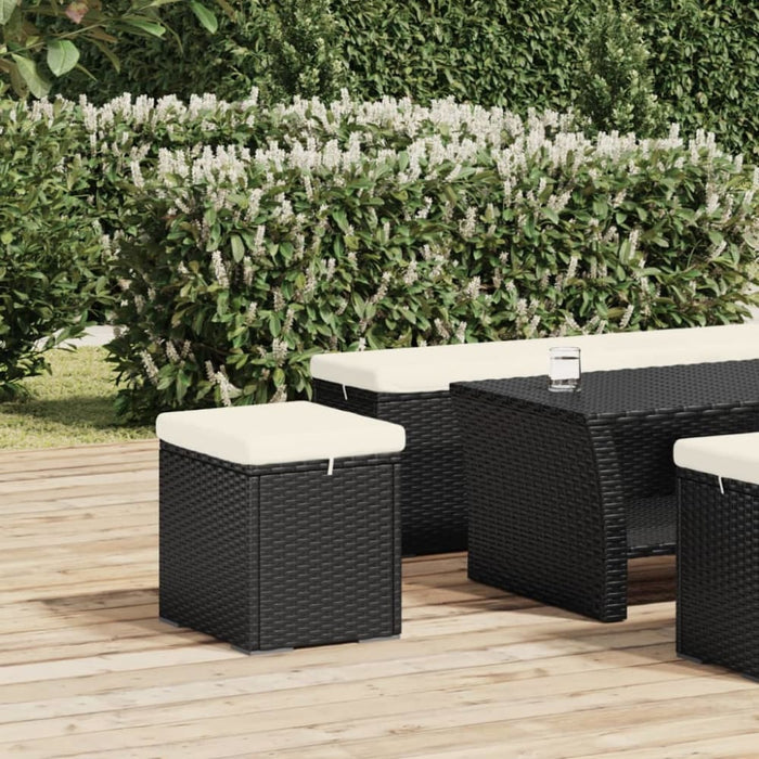 Ottomans with Cushions 2 Pcs Black 40x30x40 Cm Poly Rattan