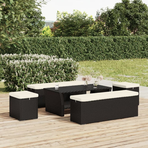 Ottomans with Cushions 2 Pcs Black 40x30x40 Cm Poly Rattan