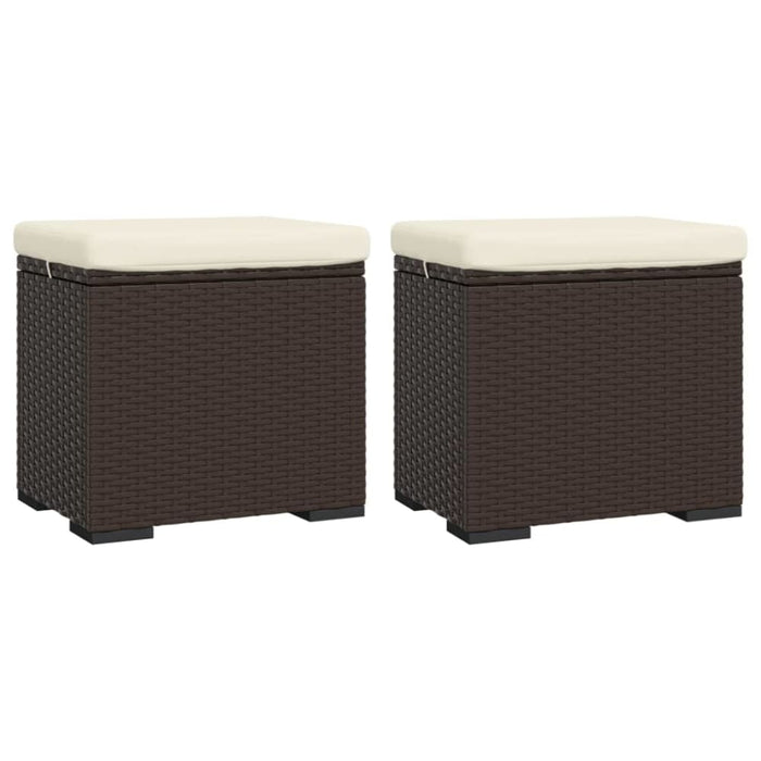 Ottomans with Cushions 2 Pcs Brown 40x30x40 Cm Poly Rattan