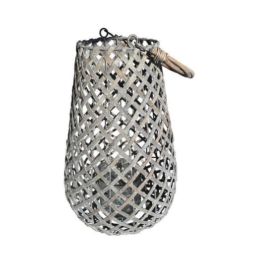 Outdoor Beachcomber Lantern with Woven Bark Finish