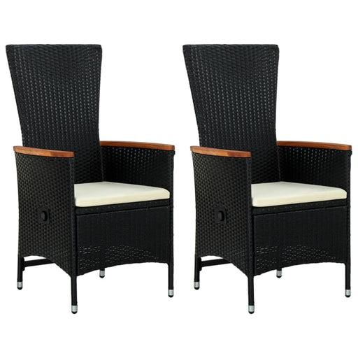 Outdoor Chairs 2 Pcs with Cushions Poly Rattan Black Ailip