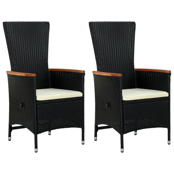 Outdoor Chairs 2 Pcs with Cushions Poly Rattan Black Ailip