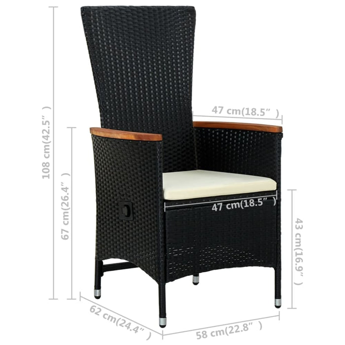 Outdoor Chairs 2 Pcs with Cushions Poly Rattan Black Ailip