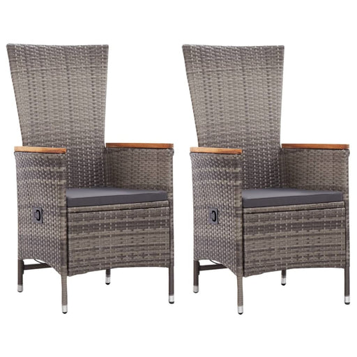 Outdoor Chairs 2 Pcs with Cushions Poly Rattan Grey Albla
