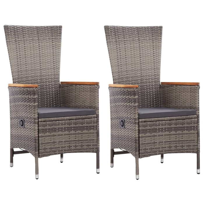 Outdoor Chairs 2 Pcs with Cushions Poly Rattan Grey Albla