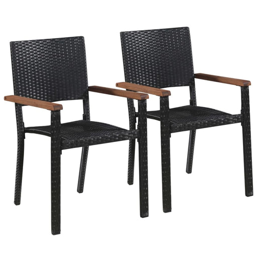 Outdoor Chairs 2 Pcs Poly Rattan Black Atkti
