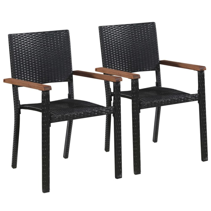Outdoor Chairs 2 Pcs Poly Rattan Black Atkti