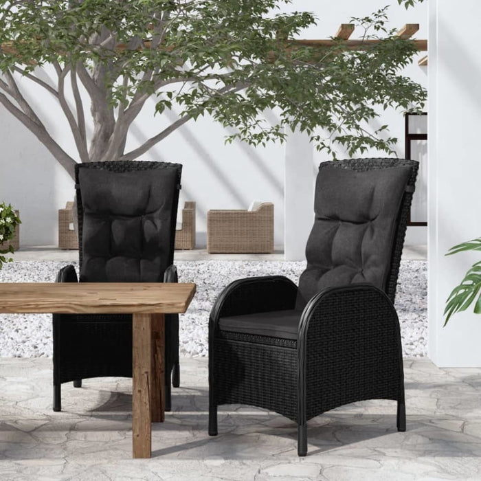 Outdoor Chairs 2 Pcs Poly Rattan Black Tobplo