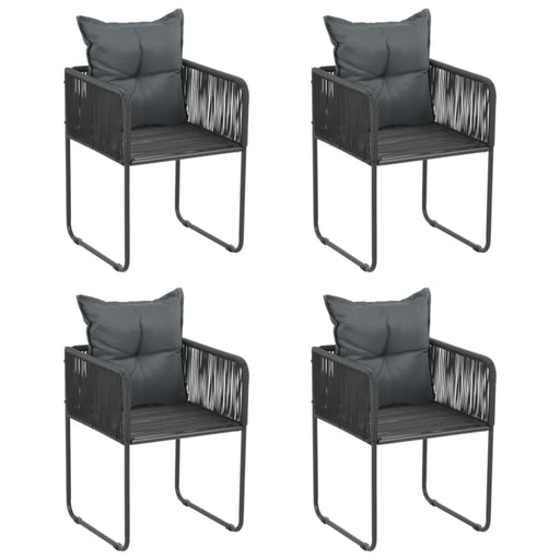 Outdoor Chairs 4 Pcs with Pillows Poly Rattan Black Totobi
