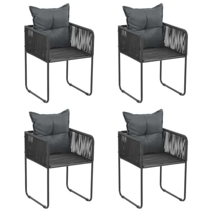 Outdoor Chairs 4 Pcs with Pillows Poly Rattan Black Totobi
