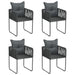 Outdoor Chairs 4 Pcs with Pillows Poly Rattan Black Totobi