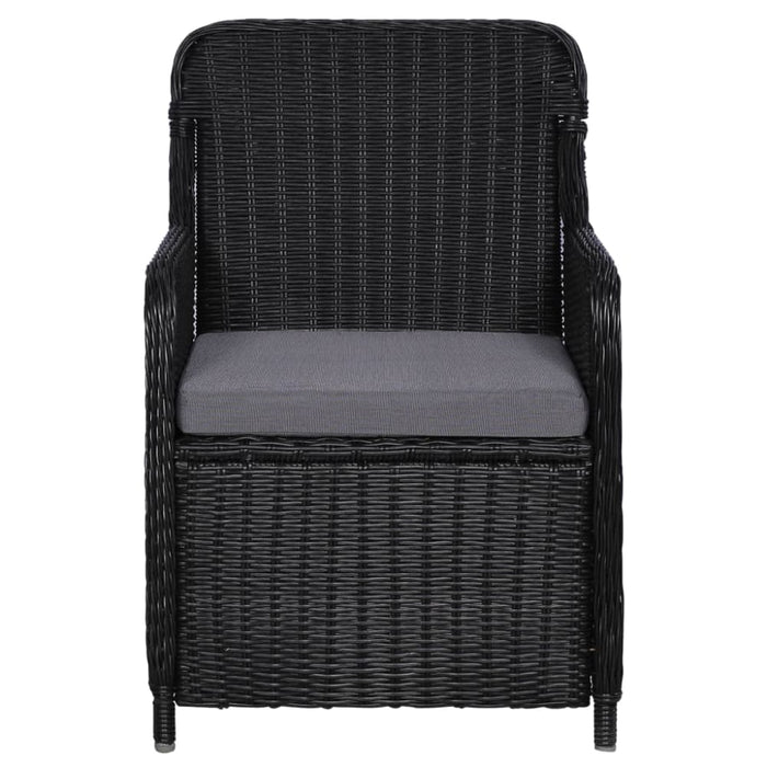 Outdoor Chairs with Cushions 2 Pcs Poly Rattan Black Aaoal