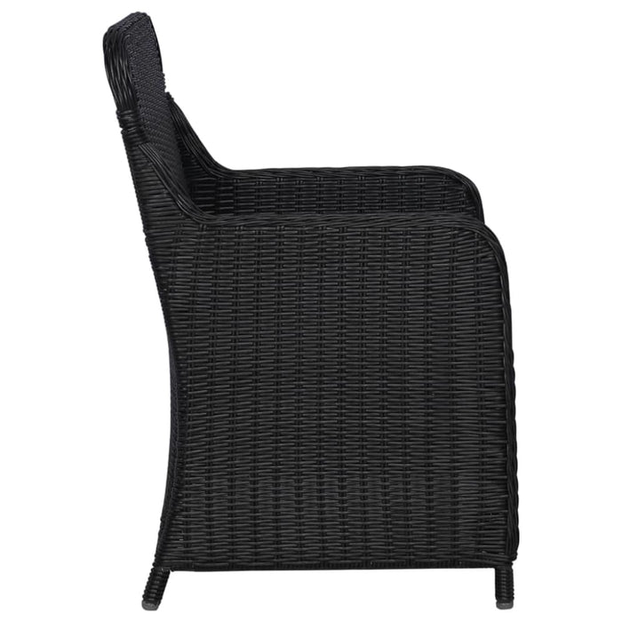Outdoor Chairs with Cushions 2 Pcs Poly Rattan Black Aaoal