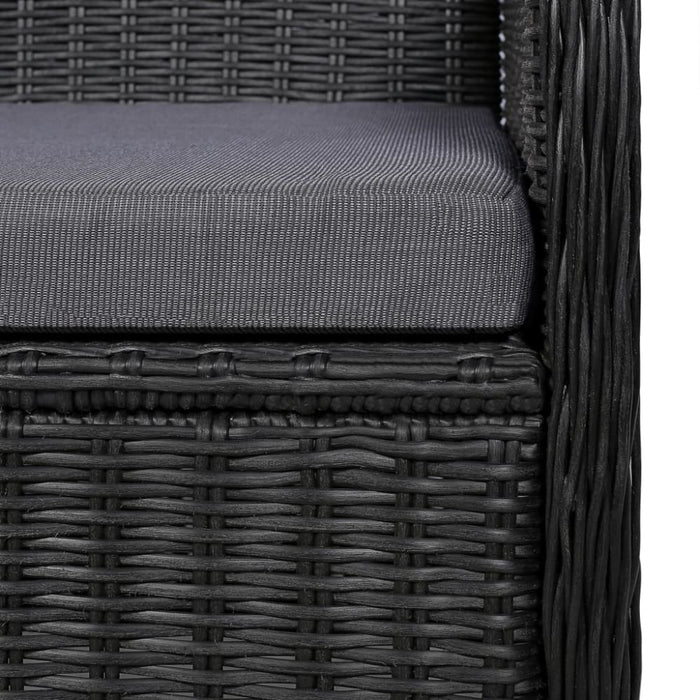Outdoor Chairs with Cushions 2 Pcs Poly Rattan Black Aaoal