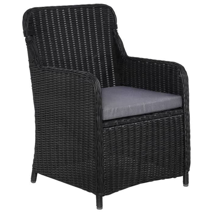 Outdoor Chairs with Cushions 2 Pcs Poly Rattan Black Aaoal