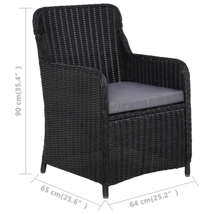 Outdoor Chairs with Cushions 2 Pcs Poly Rattan Black Aaoal