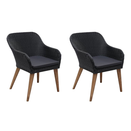 Outdoor Chairs With Cushions 2 Pcs Poly Rattan Black Aaopt
