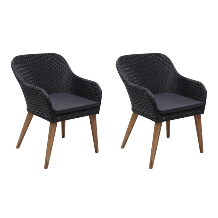 Outdoor Chairs With Cushions 2 Pcs Poly Rattan Black Aaopt