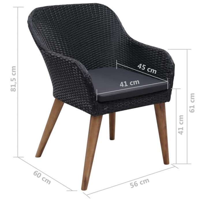 Outdoor Chairs With Cushions 2 Pcs Poly Rattan Black Aaopt