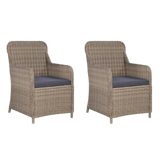 Outdoor Chairs With Cushions 2 Pcs Poly Rattan Brown Aaoai