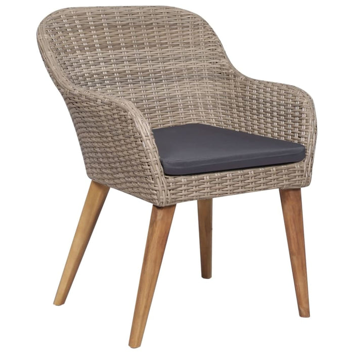 Outdoor Chairs With Cushions 2 Pcs Poly Rattan Brown Aaopl