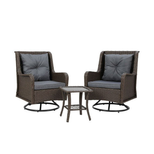 Outdoor Chairs Patio Furniture Lounge Setting 3 Pcs Wicker