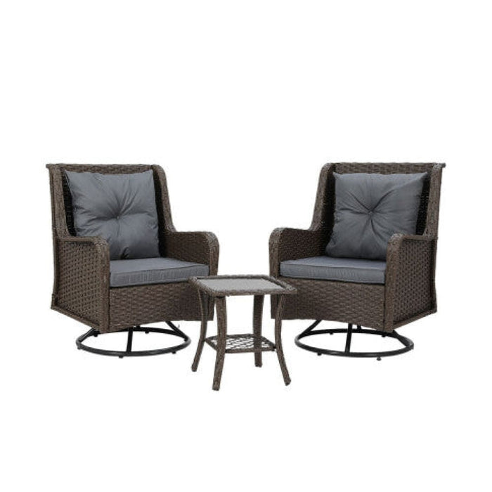 Outdoor Chairs Patio Furniture Lounge Setting 3 Pcs Wicker