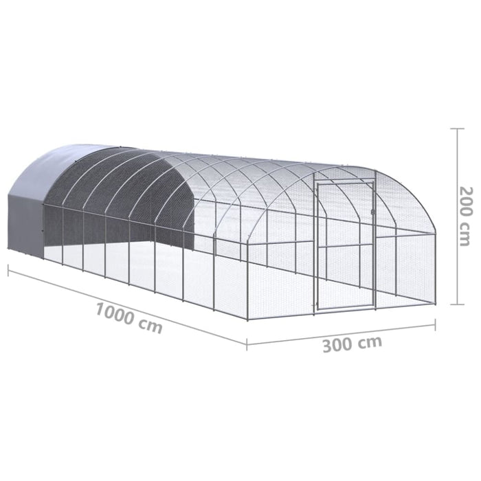Outdoor Chicken Coop 3x10x2 m Galvanised Steel Tbkpail