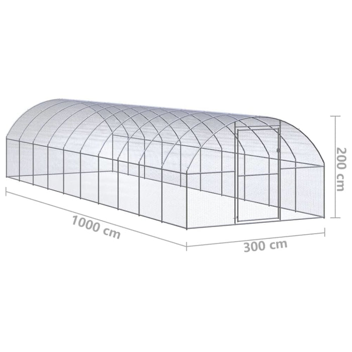 Outdoor Chicken Coop 3x10x2 m Galvanised Steel Tbkpali