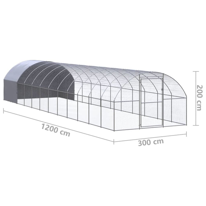 Outdoor Chicken Coop 3x12x2 m Galvanised Steel Tbkpaii
