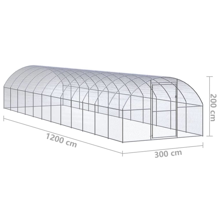 Outdoor Chicken Coop 3x12x2 m Galvanised Steel Tbkpaln