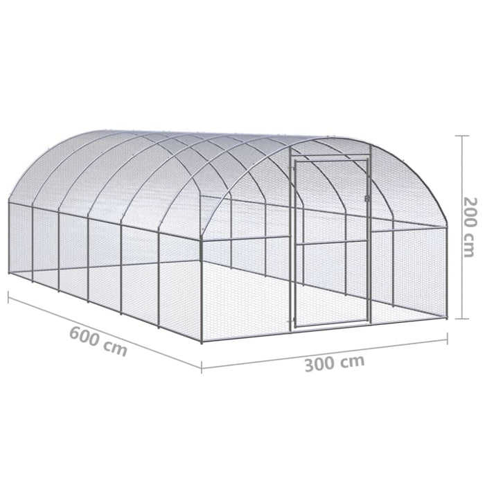Outdoor Chicken Coop 3x6x2 m Galvanised Steel Tbkpalp