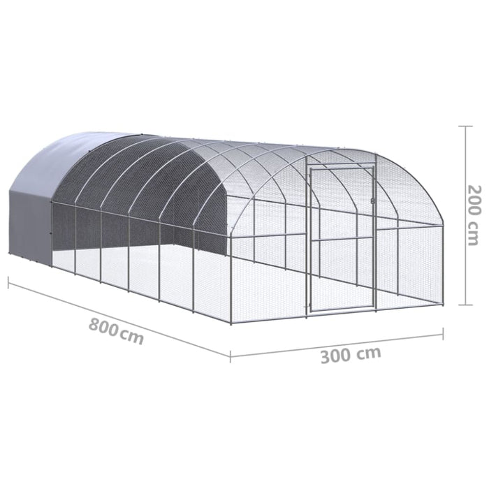Outdoor Chicken Coop 3x8x2 m Galvanised Steel Tbkpaip