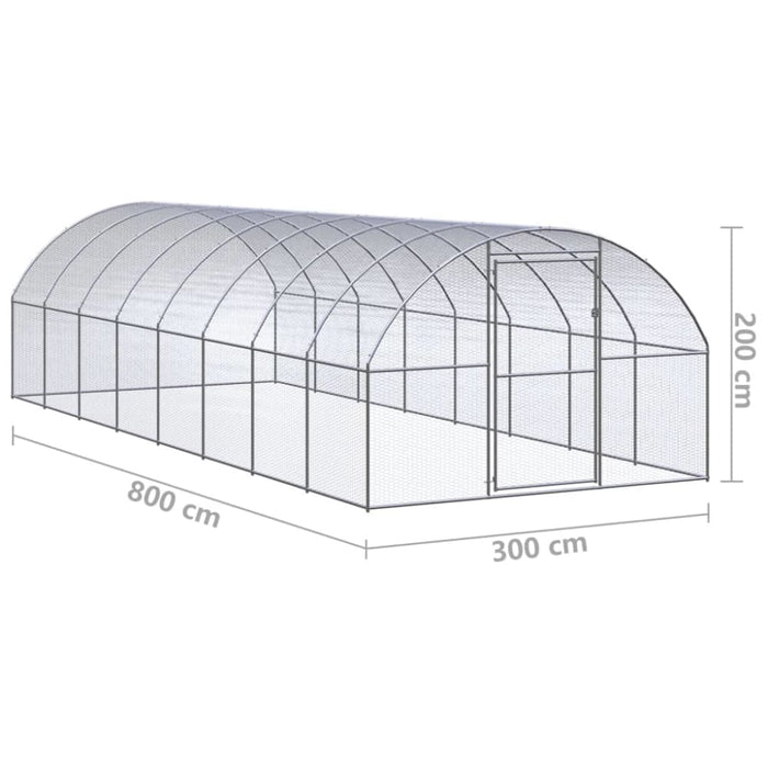 Outdoor Chicken Coop 3x8x2 m Galvanised Steel Tbkpall